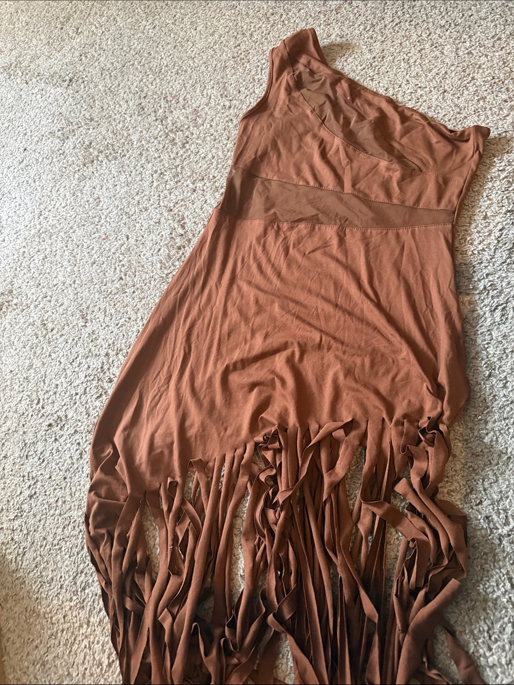 Fringed Rust Brown Sleeveless Dress